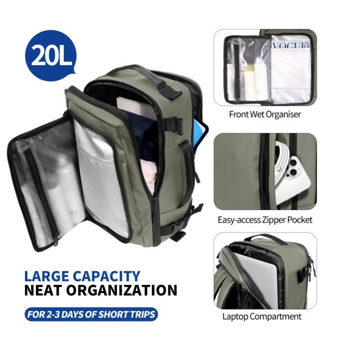 Bild 5, Tech-Protect Tech-Protect Ryggsäck 20L 40x20x25 Defender Olive Green - Teknikhallen.se