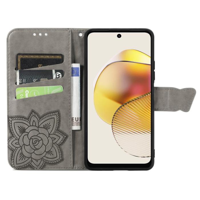 Bild 3,  Motorola Moto G73 5G Fodral Butterfly Grå - Teknikhallen.se