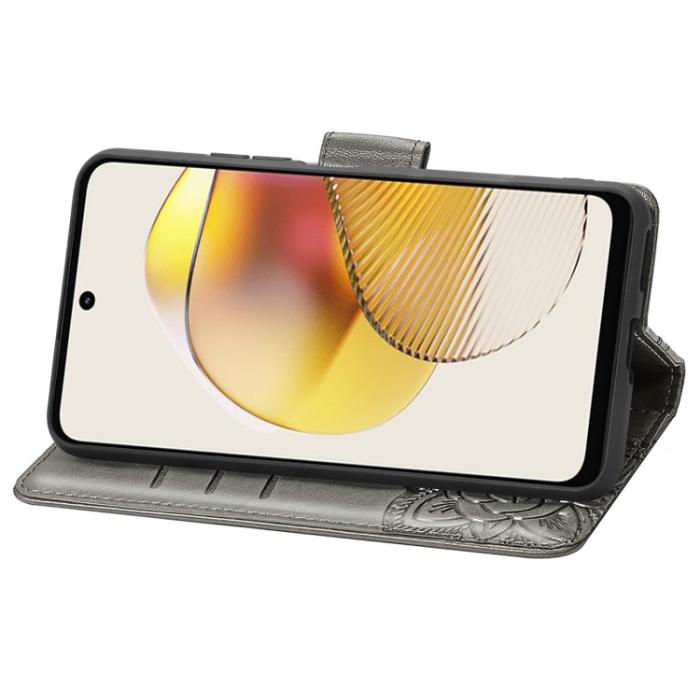 Bild 4,  Motorola Moto G73 5G Fodral Butterfly Grå - Teknikhallen.se