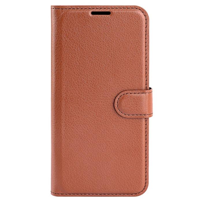 Bild 5,  Samsung Galaxy S23 Ultra Fodral Litchi Läder Brun - Teknikhallen.se