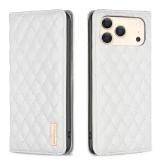 BINFEN BINFEN iPhone 17 Pro Fodral Flip Diamond L&auml;der Vit - Teknikhallen.se