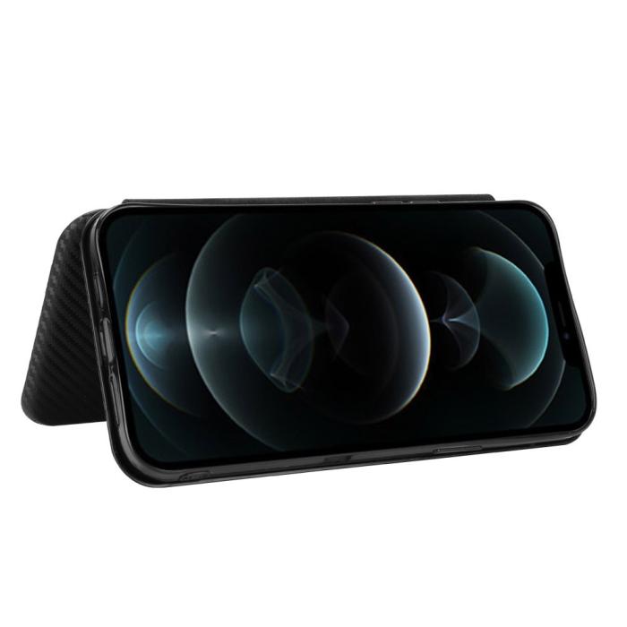 Bild 4,  iPhone 13 Pro - Kolfiber Textur Flip Fodral - Svart - Teknikhallen.se