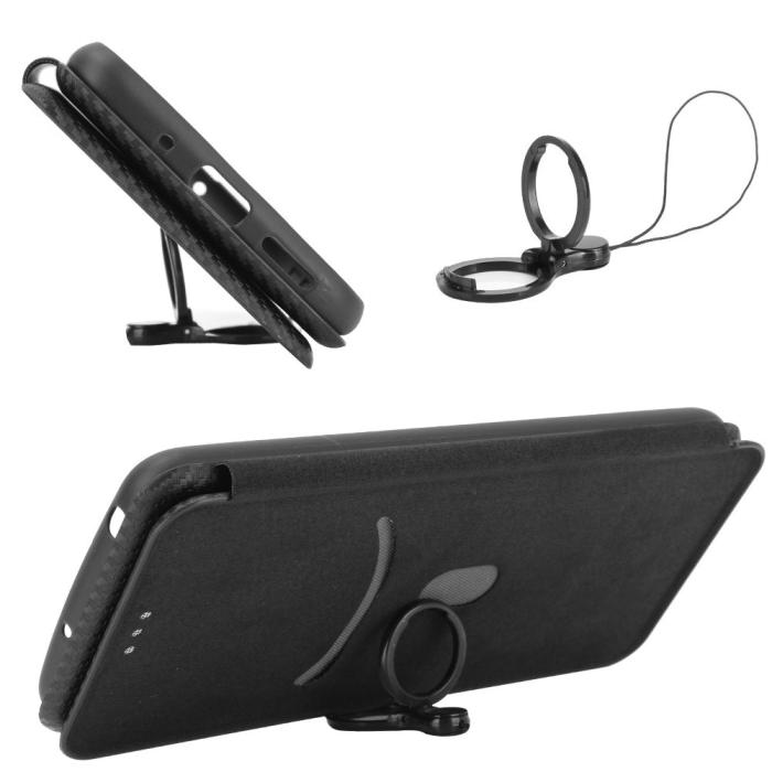 Bild 6,  iPhone 13 Pro - Kolfiber Textur Flip Fodral - Svart - Teknikhallen.se