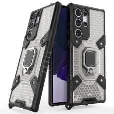  Samsung Galaxy S22 Ultra Skal Hybrid Armor Ring Gr&aring; - Teknikhallen.se