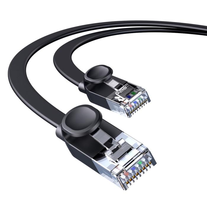 Bild 2, BASEUS Baseus 2m Cat6 Platt RJ45 Nätverkskabel Svart - Teknikhallen.se