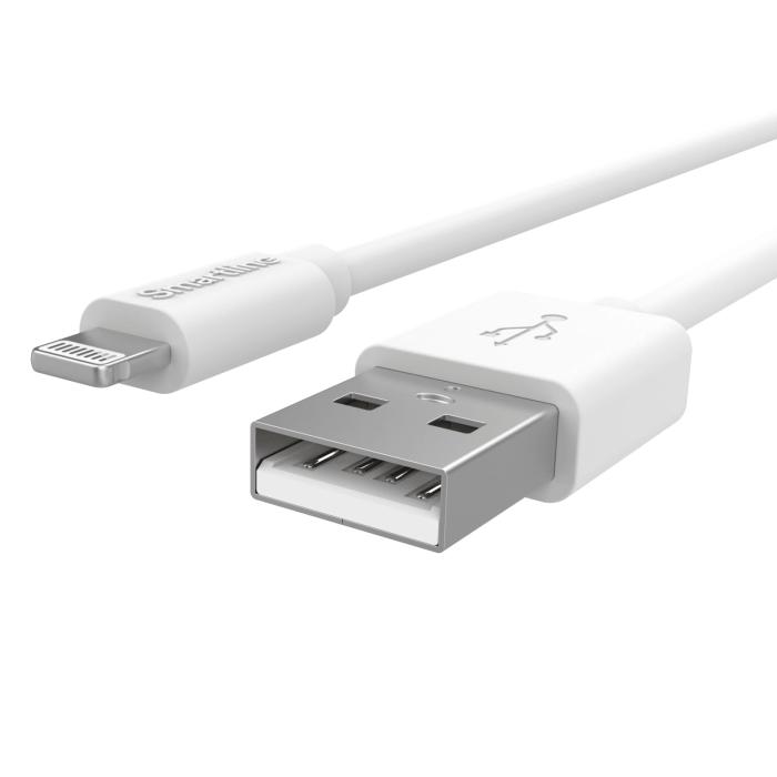 Bild 2, Smartline Smartline 3m Lightning MFi Laddningskabel Vit - Teknikhallen.se