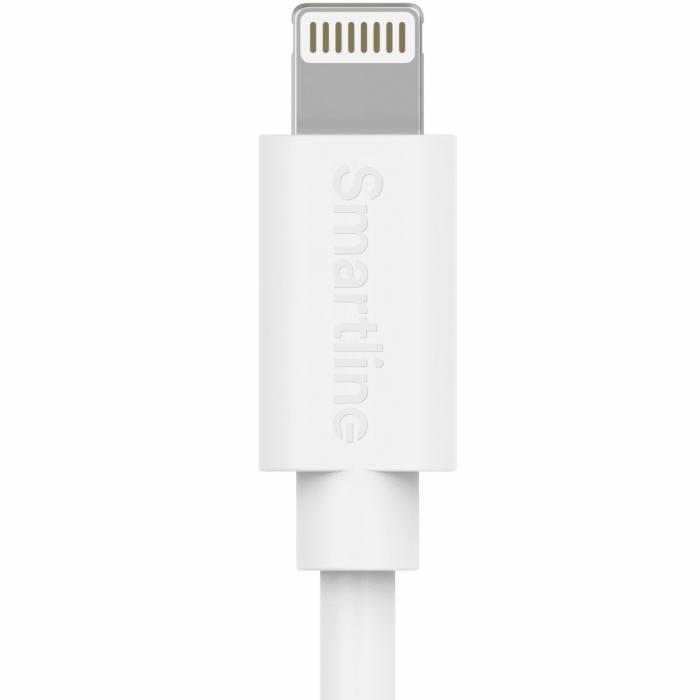 Bild 3, Smartline Smartline 3m Lightning MFi Laddningskabel Vit - Teknikhallen.se