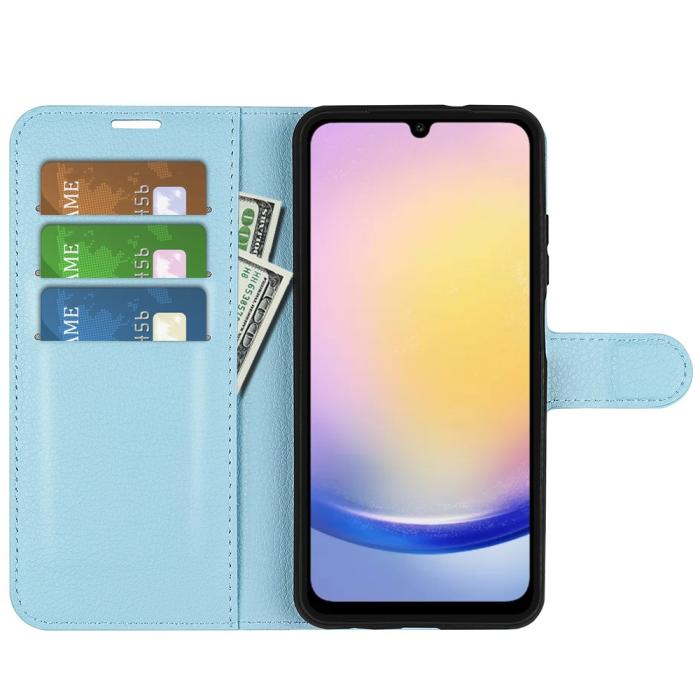 Bild 2,  Samsung Galaxy A16 / A26 5G Fodral Litchi Läder Textur Blå - Teknikhallen.se