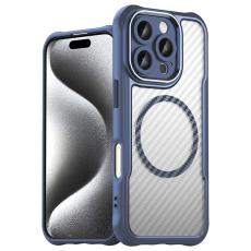  iPhone 16 Pro Skal MagSafe Kolfiber Textur Bl&aring; - Teknikhallen.se