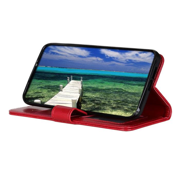 Bild 4,  iPhone 13 Pro Max Fodral Crazy Horse Läder Röd - Teknikhallen.se