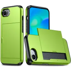  iPhone 17e / 16e Skal Hybrid Med Kortfack Gr&ouml;n - Teknikhallen.se
