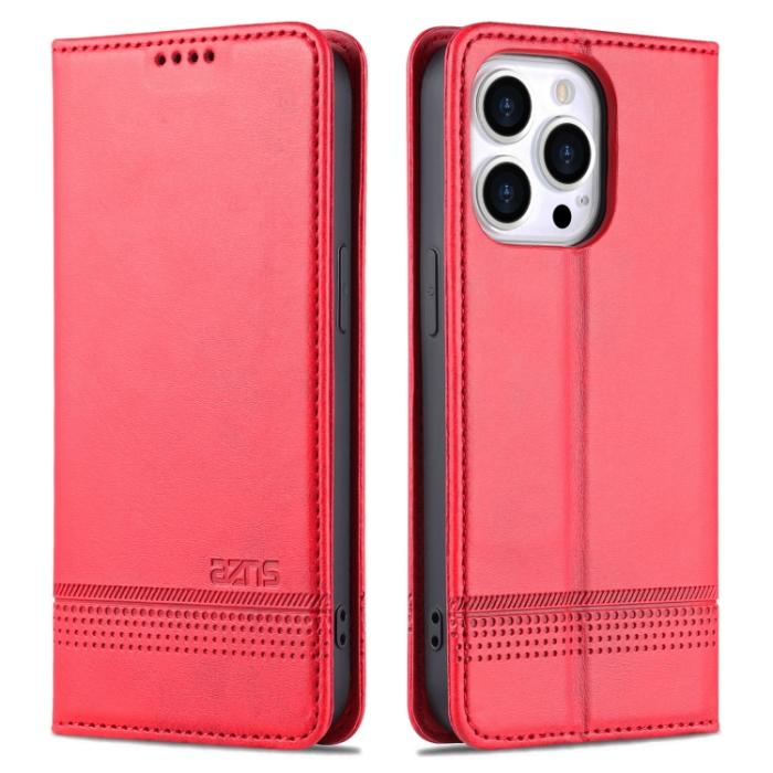 Bild 2, AZNS AZNS iPhone 14 Pro Fodral Flip Läder Röd - Teknikhallen.se