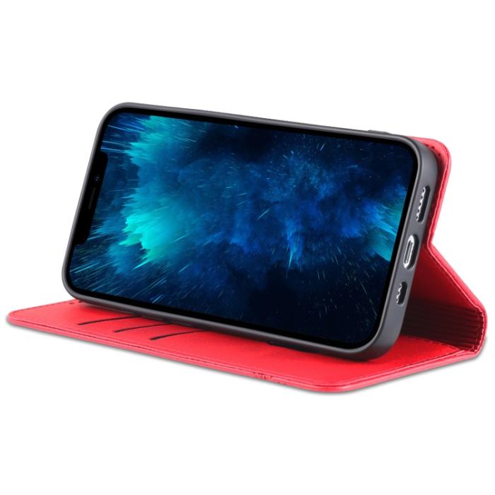 Bild 4, AZNS AZNS iPhone 14 Pro Fodral Flip Läder Röd - Teknikhallen.se