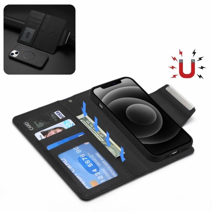 Bild 2,  iPhone 15 Plus 2in1 Magnet Fodral Svart - Teknikhallen.se
