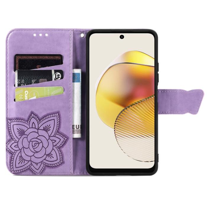 Bild 3,  Motorola Moto G73 5G Fodral Butterfly Lila - Teknikhallen.se