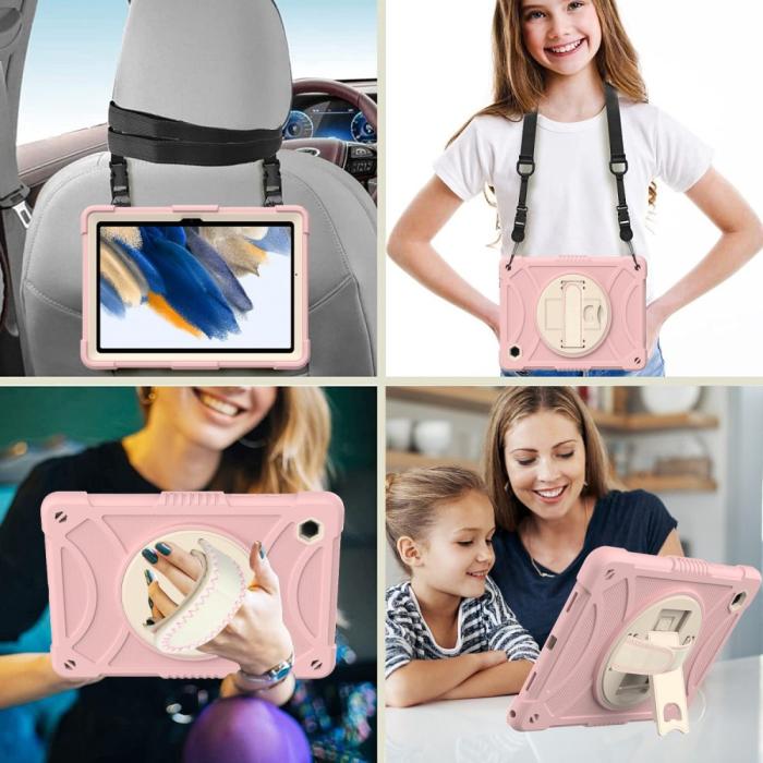 Bild 4,  Galaxy Tab A8 Skal Hybrid Shockproof Kickstand Rosa - Teknikhallen.se
