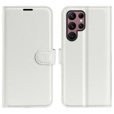  Samsung Galaxy S23 Ultra Fodral Litchi L&auml;der Vit - Teknikhallen.se