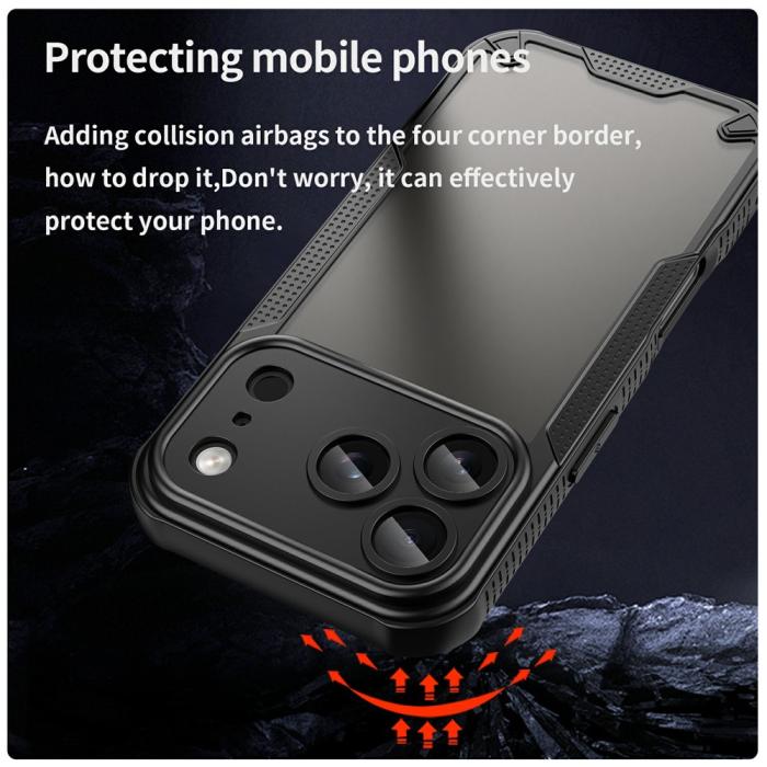 Bild 3,  iPhone 18 Pro / 17 Pro Skal Hybrid Frostat Transparent Svart - Teknikhallen.se