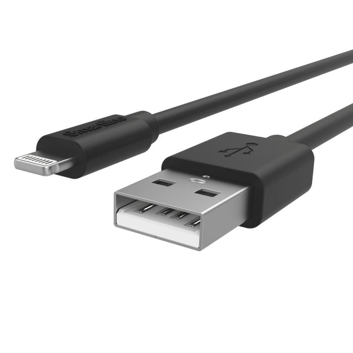 Bild 2, Smartline Smartline 3m Lightning MFi Laddningskabel Svart - Teknikhallen.se