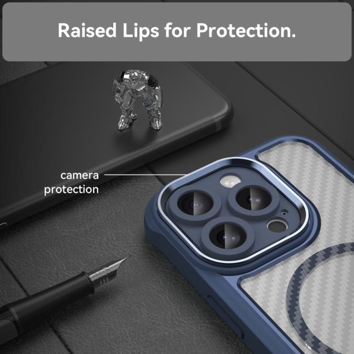 Bild 4,  iPhone 16 Pro Skal MagSafe Kolfiber Textur Blå - Teknikhallen.se