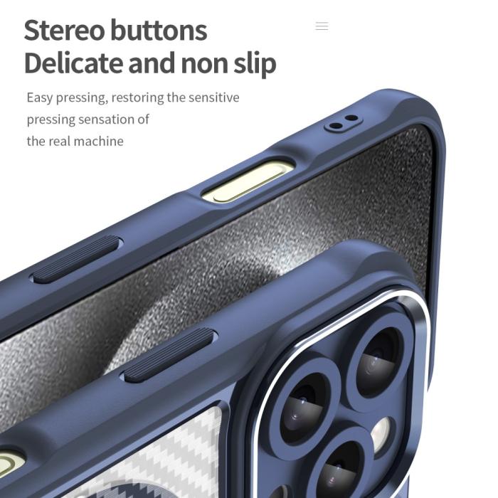 Bild 6,  iPhone 16 Pro Skal MagSafe Kolfiber Textur Blå - Teknikhallen.se