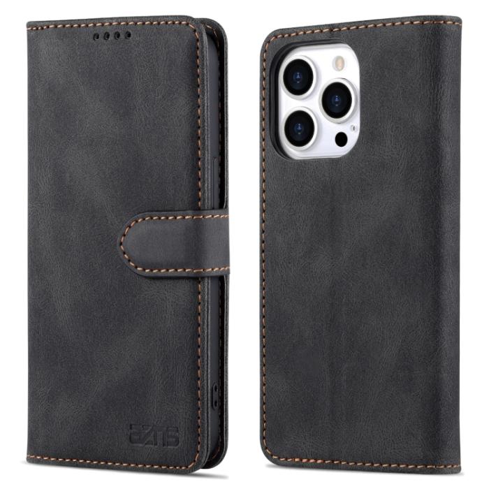 Bild 2, AZNS AZNS iPhone 14 Pro Fodral Skin Feel Läder Svart - Teknikhallen.se