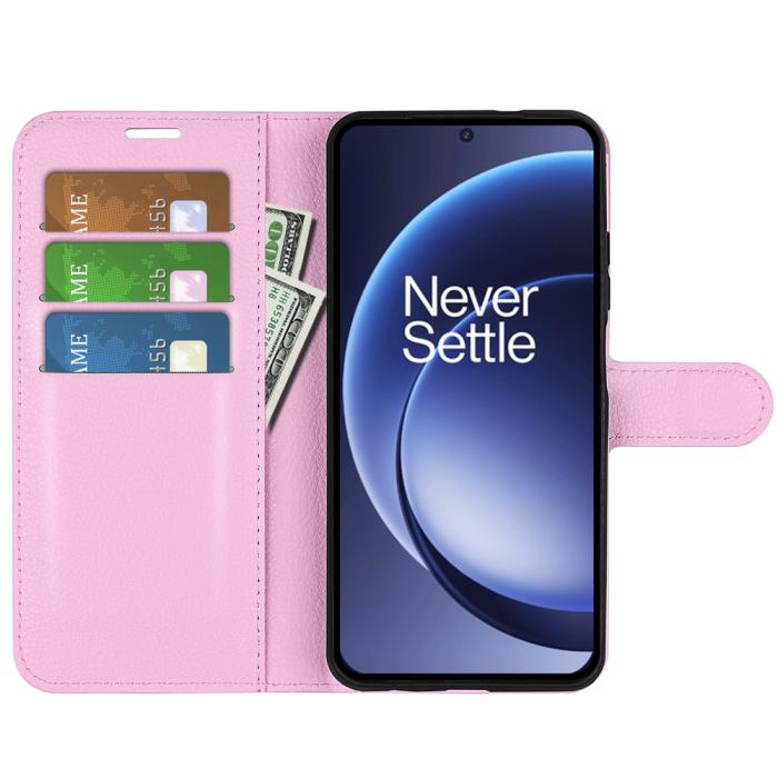 Bild 5,  OnePlus 15 Fodral Litchi Läder Ljus Rosa - Teknikhallen.se