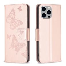  iPhone 15 Pro Max Fodral Med Fj&auml;ril Tryck Ros&eacute;guld - Teknikhallen.se