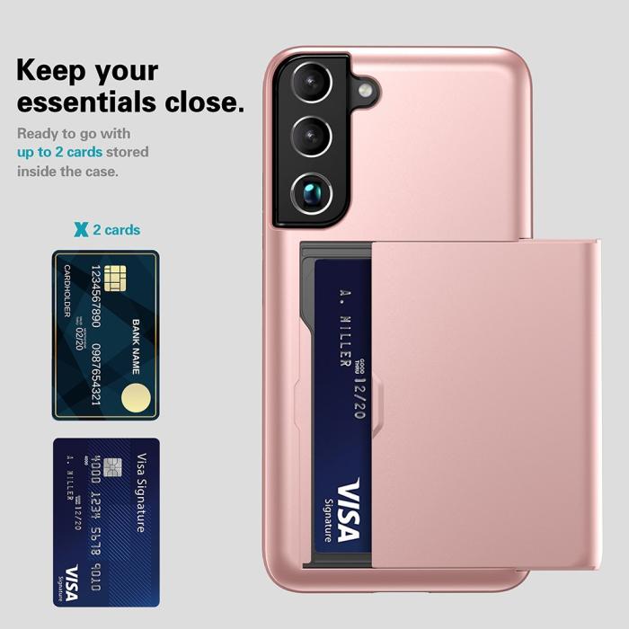 Bild 5,  Samsung Galaxy S22 Plus Skal Hybrid Med Kortfack Rosa - Teknikhallen.se