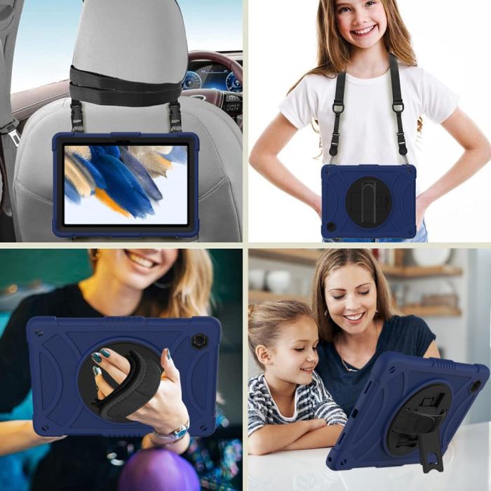 Bild 3,  Galaxy Tab A8 Skal Hybrid Shockproof Kickstand Mörk Blå - Teknikhallen.se