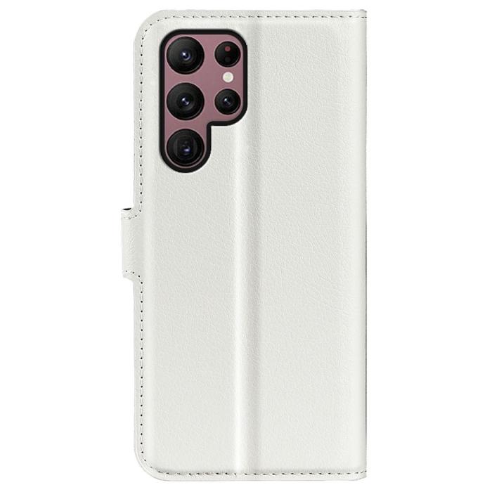 Bild 6,  Samsung Galaxy S23 Ultra Fodral Litchi Läder Vit - Teknikhallen.se
