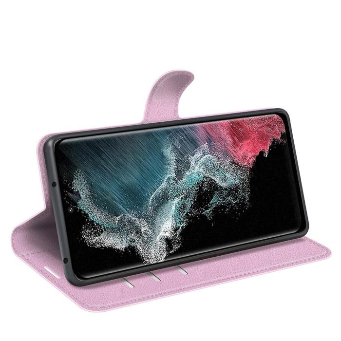 Bild 3,  Samsung Galaxy S23 Ultra Fodral Litchi Läder Ljus Rosa - Teknikhallen.se