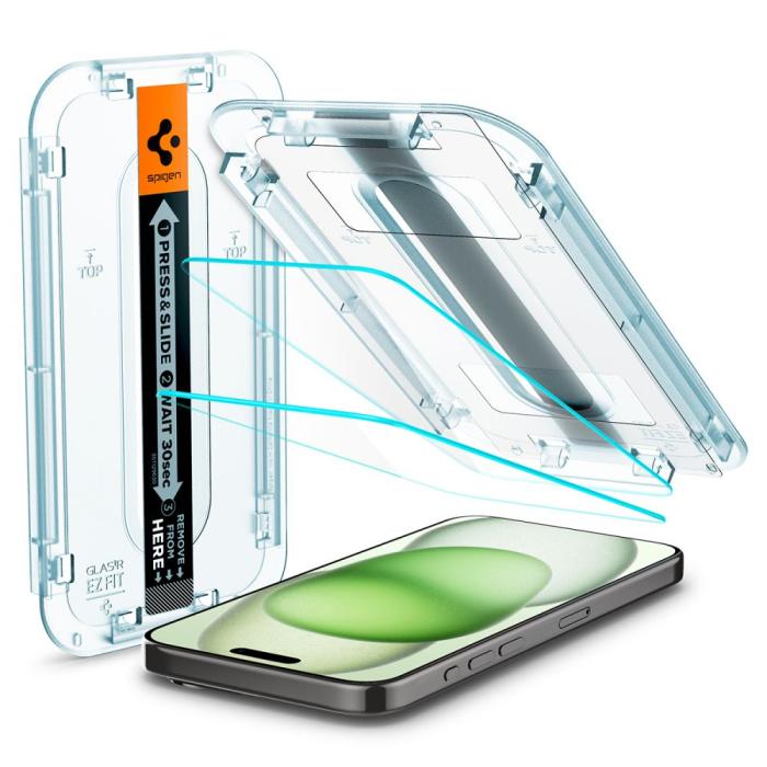 Bild 6, Spigen Spigen iPhone 16/15 2-PACK GLAS.tR 