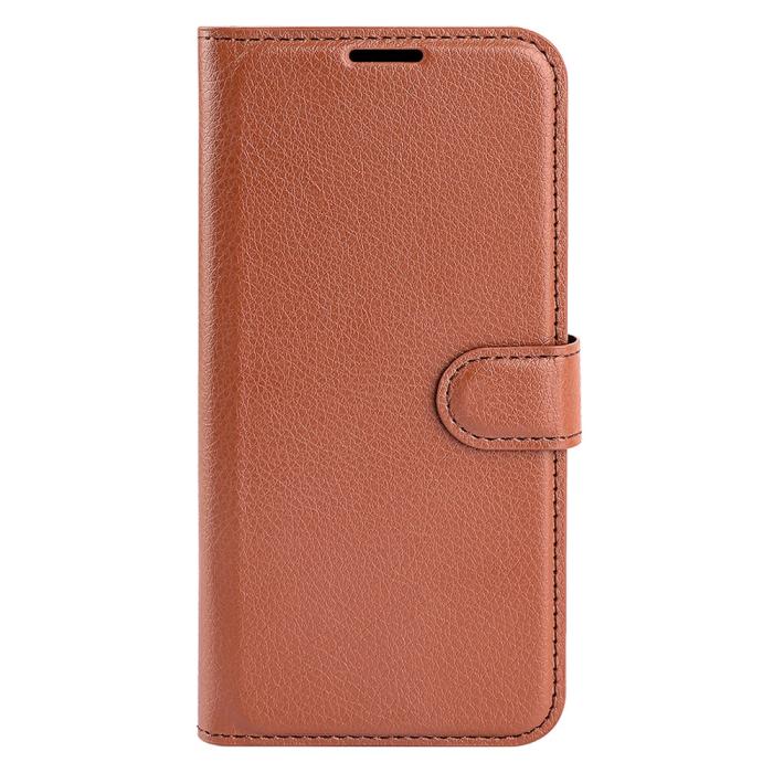 Bild 5,  Samsung Galaxy S25 Plus Fodral Litchi Läder Brun - Teknikhallen.se