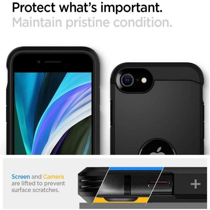 Bild 3, Spigen iPhone 7/8/SE (2020/2022) - Spigen Tough Armor Skal - Svart - Teknikhallen.se