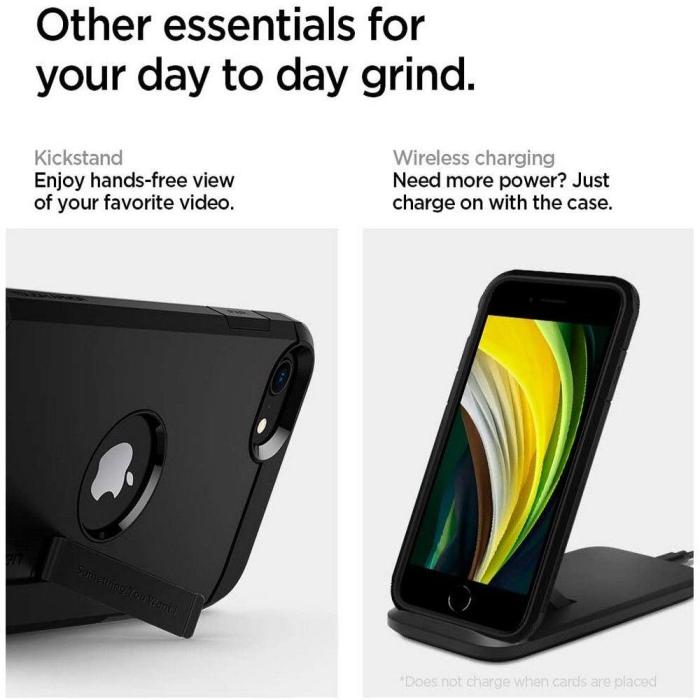 Bild 4, Spigen iPhone 7/8/SE (2020/2022) - Spigen Tough Armor Skal - Svart - Teknikhallen.se