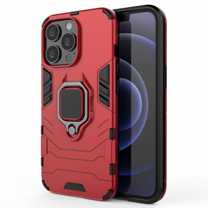 Bild 2,  iPhone 13 Pro - Hybrid Armor Ring Skal - Röd - Teknikhallen.se