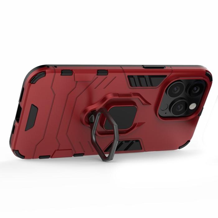 Bild 4,  iPhone 13 Pro - Hybrid Armor Ring Skal - Röd - Teknikhallen.se