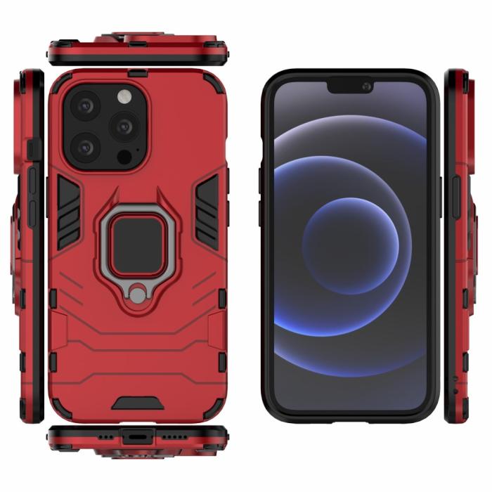 Bild 6,  iPhone 13 Pro - Hybrid Armor Ring Skal - Röd - Teknikhallen.se