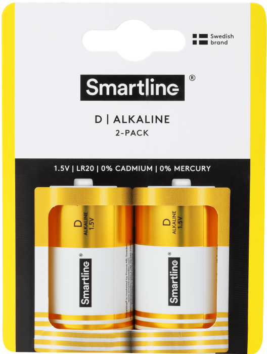 Bild 3, Smartline Smartline D LR20 1.5V Alkaliskt Batteri 2-pack - Teknikhallen.se