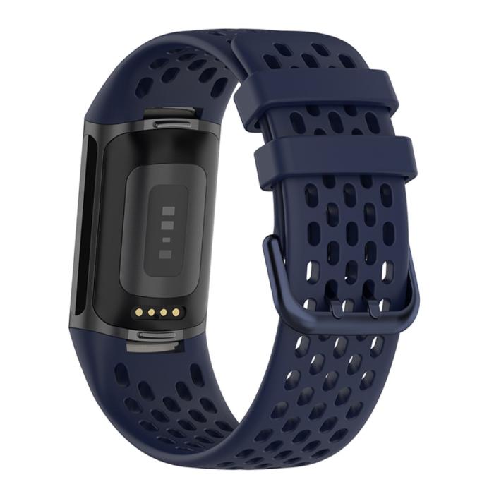 Bild 2,  Fitbit Charge 6 / 5 Armband Silikon Ihåligt Mörk Blå - Teknikhallen.se