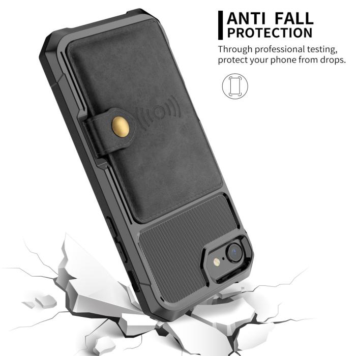 Bild 5,  iPhone 6/6S/7/8/SE (2020/2022) - Skal Med Magnetiskt Plånbok - Svart - Teknikhallen.se