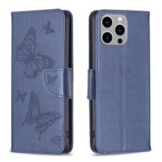 iPhone 15 Pro Max Fodral Med Fj&auml;ril Tryck Bl&aring; - Teknikhallen.se