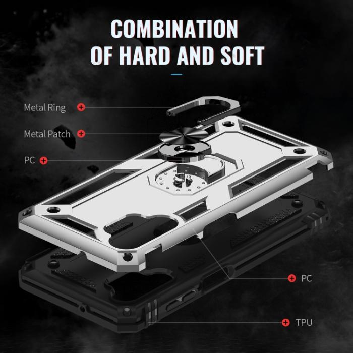 Bild 5,  Samsung Galaxy A13 4G Skal Shockproof Ring Armor Silver - Teknikhallen.se
