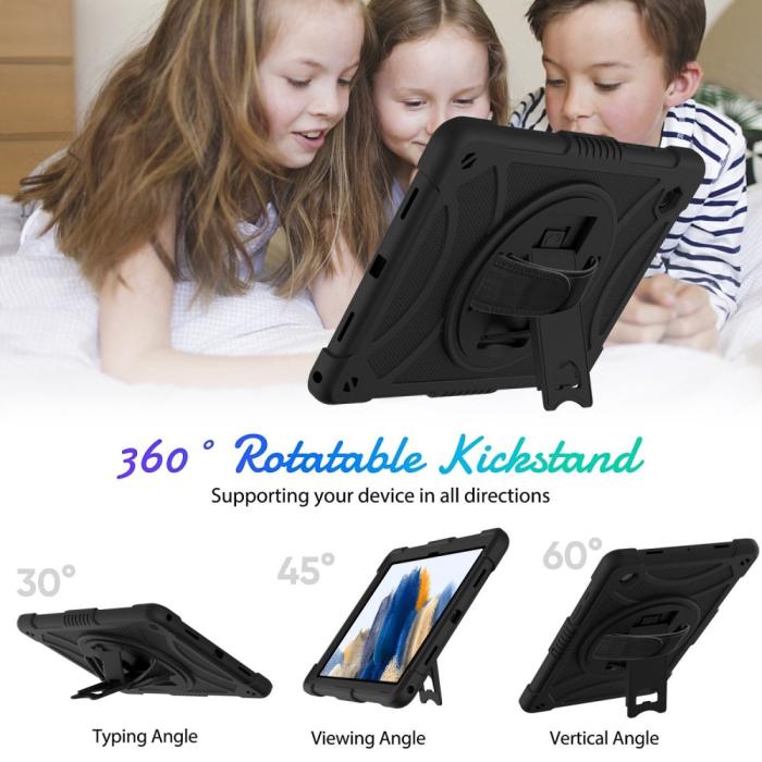 Bild 2,  Galaxy Tab A8 Skal Hybrid Shockproof Kickstand Svart - Teknikhallen.se
