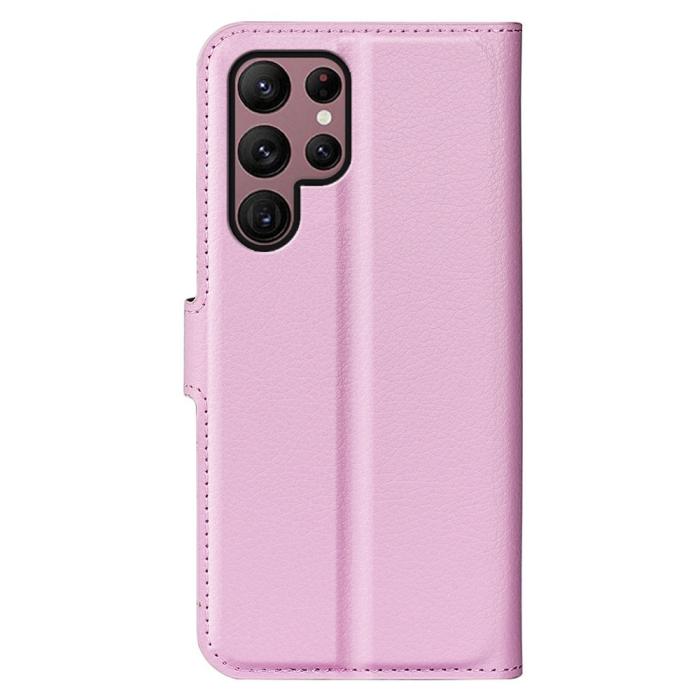 Bild 6,  Samsung Galaxy S23 Ultra Fodral Litchi Läder Ljus Rosa - Teknikhallen.se