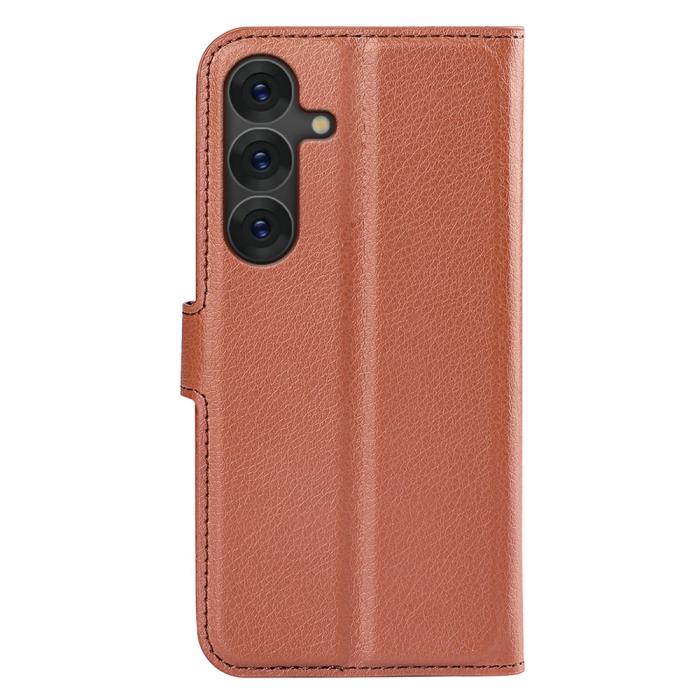 Bild 6,  Samsung Galaxy S25 Plus Fodral Litchi Läder Brun - Teknikhallen.se