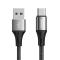 JOYROOM Joyroom 1m 3A USB-C Snabbladdning Nylon Kabel - Svart - Teknikhallen.se