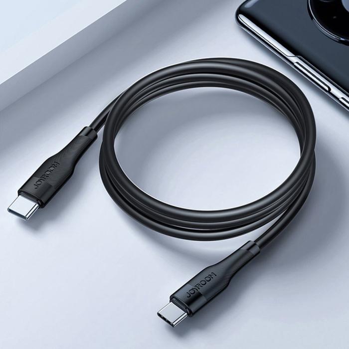 Bild 2, JOYROOM Joyroom 1.2m 60W 3A USB-C - USB-C PD Snabbladdare - Svart - Teknikhallen.se