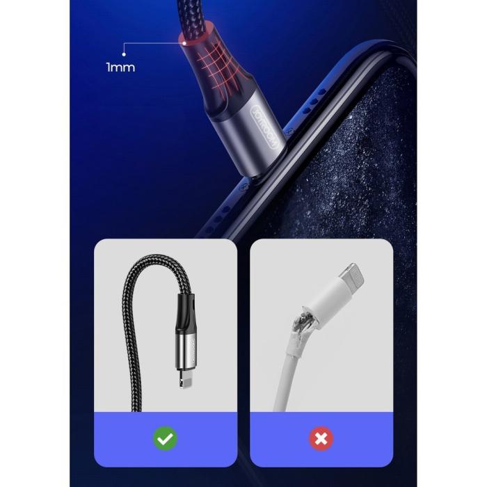 Bild 5, JOYROOM Joyroom 1.5m 3A Lightning Snabbladdning Nylon Kabel - Svart - Teknikhallen.se